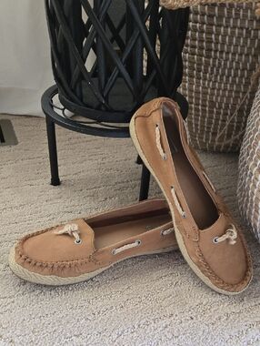UGG Nubuck Espadrille Flat Boat Shoes Sheepskin Leather Loafer 8 Coast Slip-on